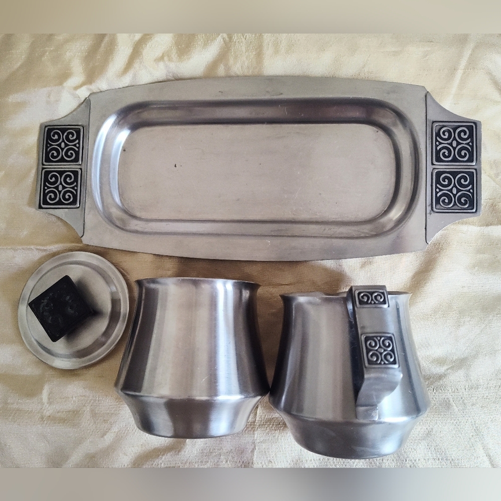 Rogers Insilco Stainless MCM sugar and creamer set